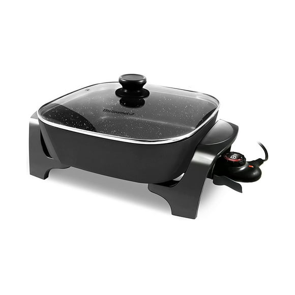 Sartén Eléctrica Con Tapa De Vidrio Elite Cuisine 7 Litros 120 Volts Color Negro