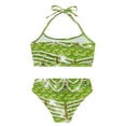 thumbnail image 4 of TiaoBug Girls 2 Pcs Mermaid Bikini Sets Shiny Halter Ruffles Crop Top with Triangle Brief Bathing Suit Tankini Green A 140, 4 of 5