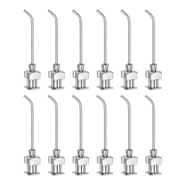 12uds Dispensadoras Agujas, Calibre 18 1" Inoxidable Acero Romo Punta 45 Grados Dobladas Dispensadoras Agujas para Tinta Cartuchos, Pegamento, Jeringas, Carpintería