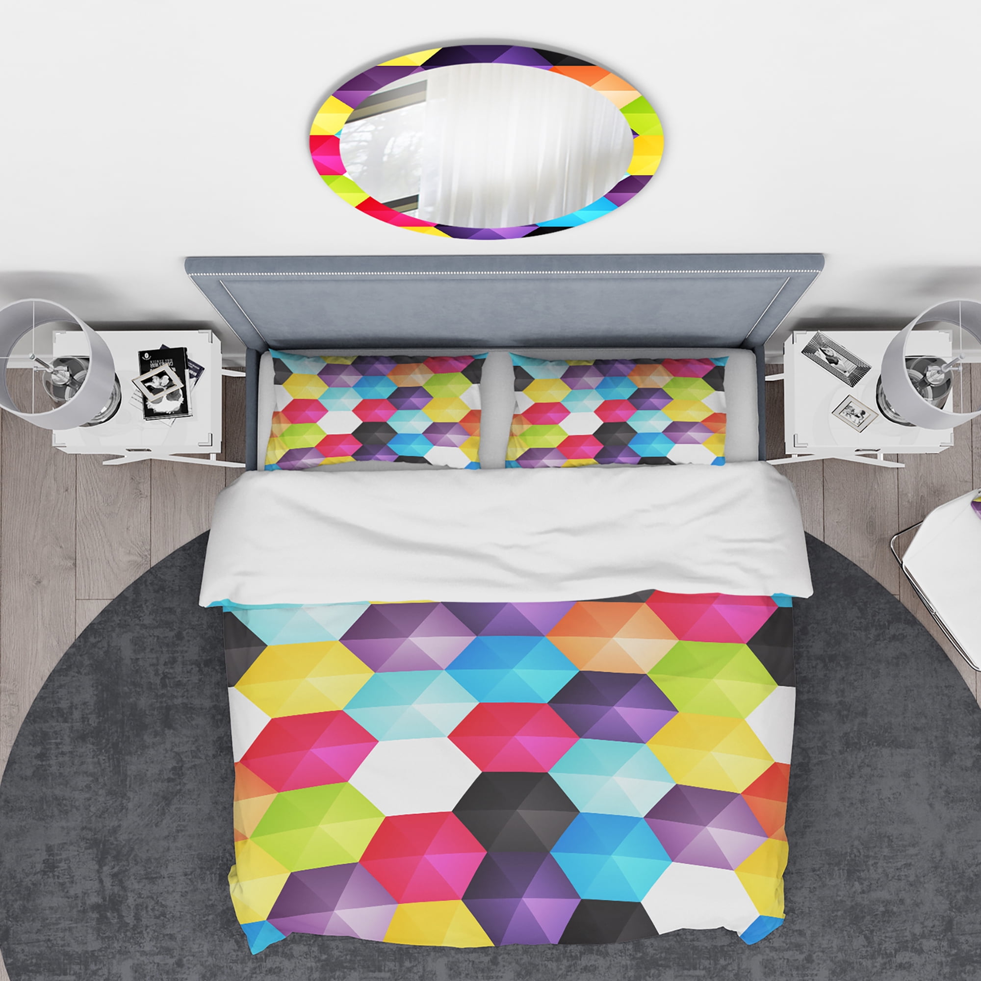 Designart 'Bright Hexagons' Modern Duvet Cover Set