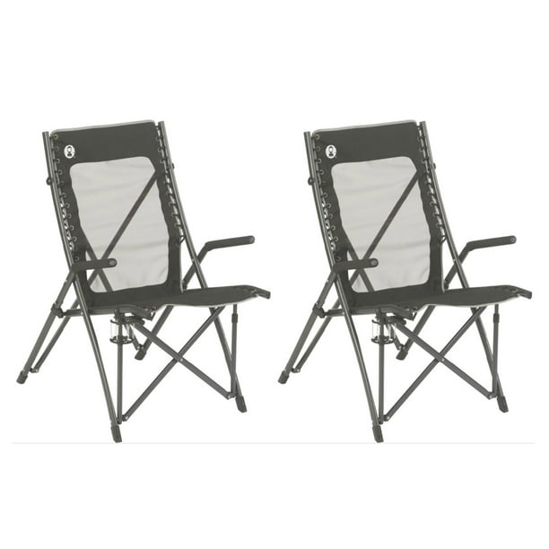 (2) COLEMAN ComfortSmart Suspension Camping Folding Chairs w/ Mesh Back &  Bag