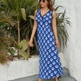 thumbnail image 6 of Dog Paw Blue Dress Fashion Boho Beach Long Dresses Female Party Printed Maxi Dress, 6 of 9
