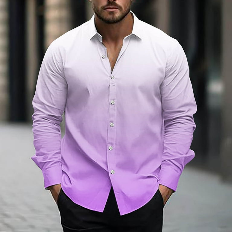 gradient dress shirt Slim Gradient Plaid Wrinkle-resistant Everyday Performance Dress Shirt