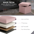 thumbnail image 2 of Ornavo Home 2 Pack Small Storage Ottoman Foldable Collapsible Cube Square Linen Ottoman Foot Rest Stool Seat, for Living Room, Bedroom, Home Office, Dorm - 12 x 12 x 12, Blush Pink, 2 of 7