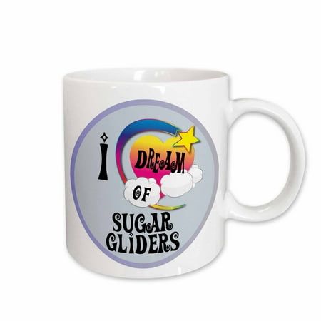 

3dRose Cute Girly Heart Star Clouds I Dream Of Sugar Gliders Ceramic Mug 15-ounce