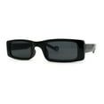 thumbnail image 3 of Womens Thin Narrow Rectangular Mod Sunglasses All Black, 3 of 4