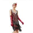 thumbnail image 2 of Robe à Double Pompon Col en V Costume de Cosplay Gatsby Parfait Cocktail Fête Danse Charleston Robe à Sequins Costumes de Danse Latine, 2 of 5