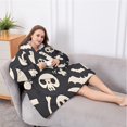 thumbnail image 5 of Oversized Wearable Blanket Hoodie,Spooky Halloween Icons Pattern Sherpa Blanket Hoodie with Super Pockets,Super Warm Fuzzy Pullover for Women & Men, 5 of 6