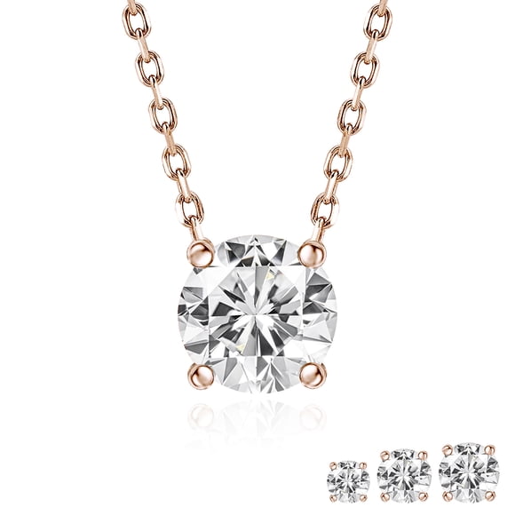 JeenMata Lab Grown Diamond 0.50 Carat Round Cut Classic Solitaire Pendant Necklace - in 18K Rose Gold Plating for Women