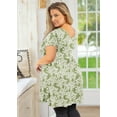 thumbnail image 6 of SHOWMALL Plus Size Tunic for Women Short Sleeves Green Roses 5X Tops Scoop Neck Clothes Summer Flowy Maternity Clothing Shirt, 6 of 7
