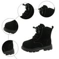 thumbnail image 7 of Kids Snow Boots Girls Combat Booties Suede Lace up Zipper Winter Outdoor Antislip Lug Sole Short Ankle Boots 11.5 Little Kid Black, 7 of 7