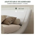 thumbnail image 3 of Amolife Queen Size Faux Leather Platform Bed Frame with Curved Adjustable Headboard, White, 3 of 6