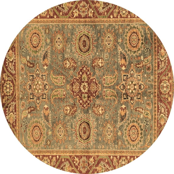 Ahgly Company Indoor Round Oriental Brown Traditional Area Rugs, 6' Round