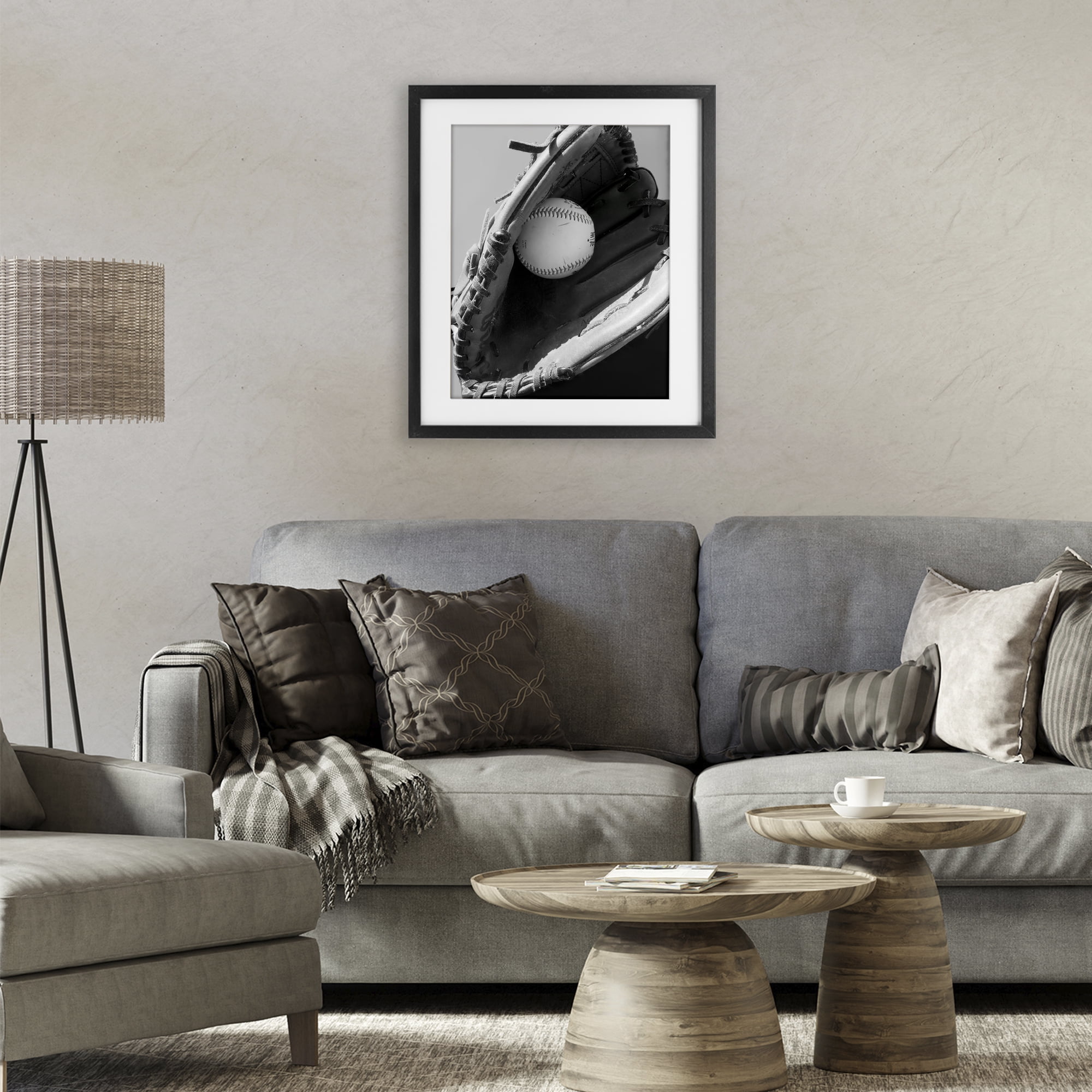 Stupell Industries Nice Catch Baseball Black Framed Print Under Glass, design by Marcus Prime