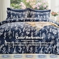 thumbnail image 4 of Navy Blue Cal King Comforter Set, Elegant Floral Print Bed in a Bag 7 Pieces, Ultra Soft & Breathable Reversible Botanical Pattern Bedding Set with Comforter, Sheets, Pillowcases, and Shams, 4 of 6