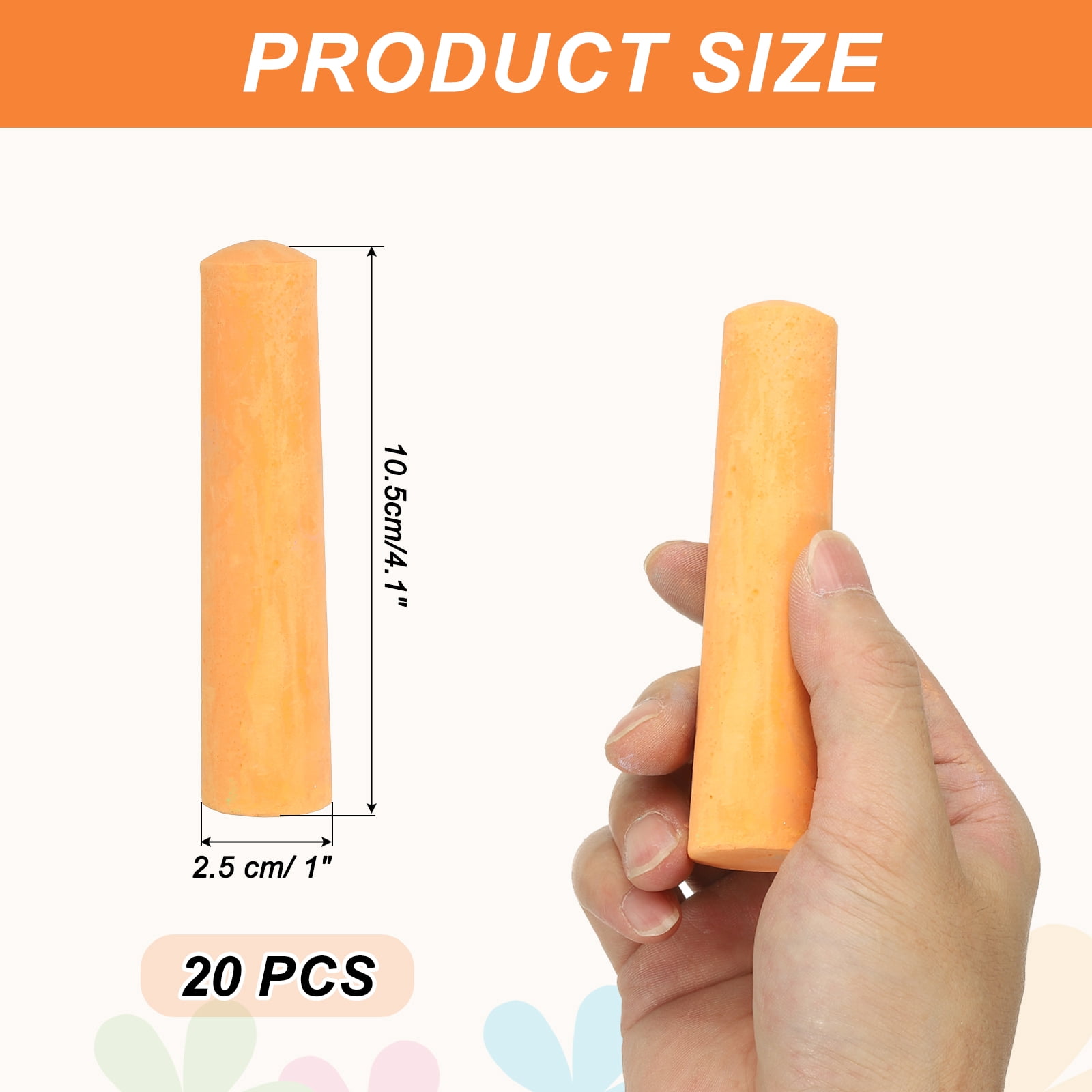 20 PCS Dustless Chalk, Orange Sidewalk Chalk Large Solid Huge Washable Street Chalk for Outdoor Adults Painting Graffiti Art