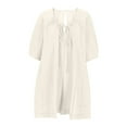thumbnail image 3 of Lovzfmll Womens Summer Dresses, Womens 2024 Summer Breathable Casual Mini Dress Flowy Lightweight Leisure Loose Comfortable Round Neck Sports Solid Color Jumpsuit Dress Beige XL, 3 of 6