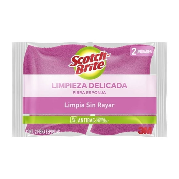 Fibra esponja 3M Scotch-Brite cero rayas superficies delicadas 2 pzas