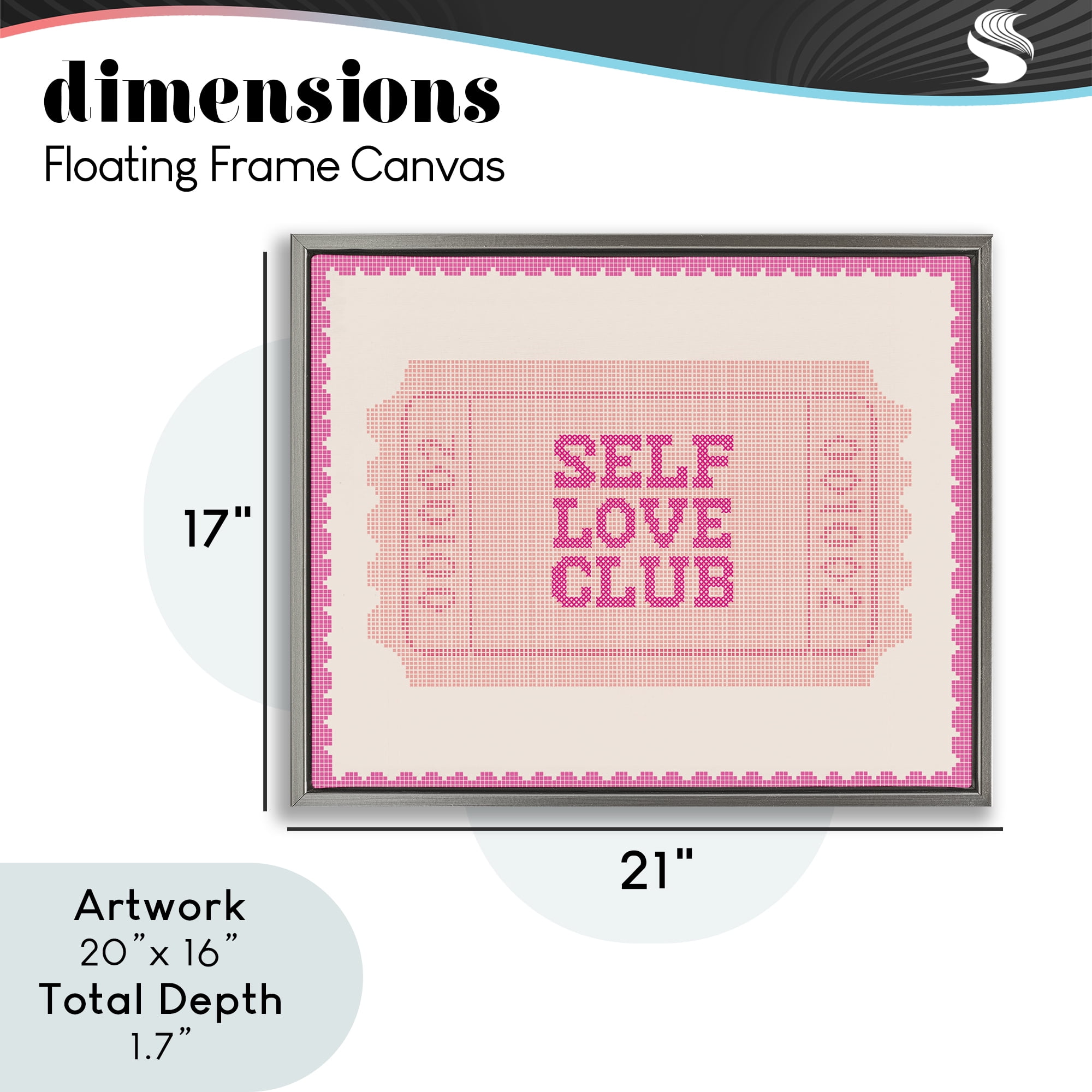 Stupell Industries Self Love Club Retro Ticket Gray Framed Floater Canvas Wall Art, design by Lil' Rue