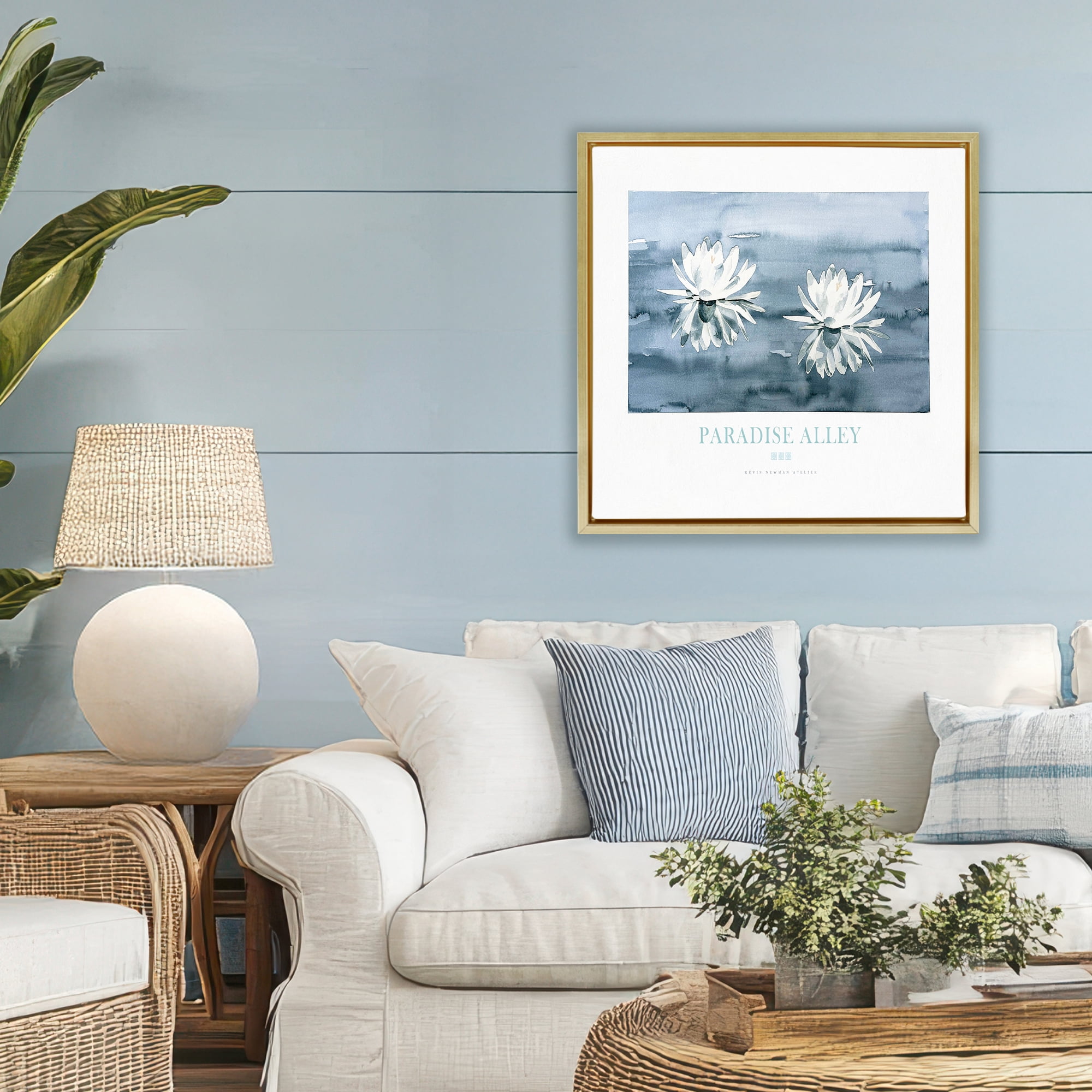 Stupell Industries Paradise Alley Water Lilies Gold Framed Floater Canvas Wall Art, design by Jadei Graphics