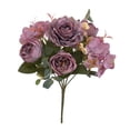 thumbnail image 3 of Flores de peonía artificial Ramo nupcial Adorno floral Centro de para Violeta, 3 of 8