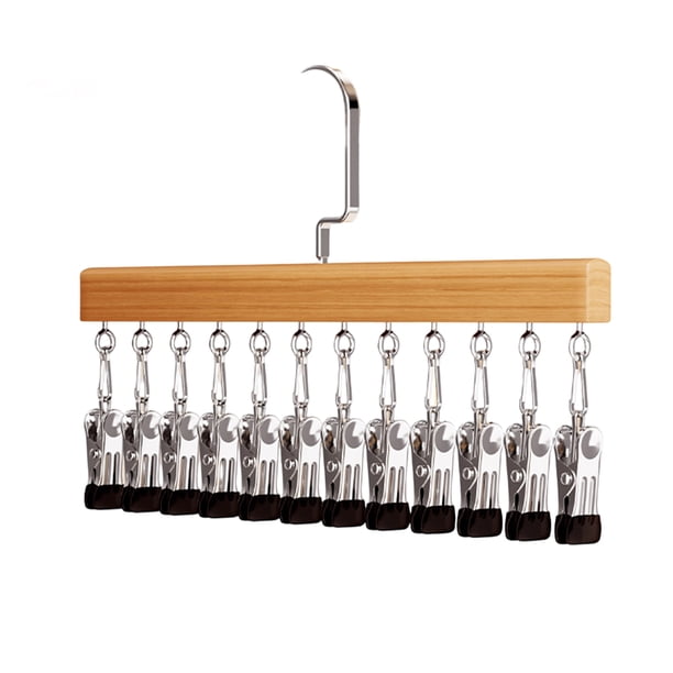 Organizador de armario con pinzas para pantalones, con 10 o 12 pinzas, ideal para pantalones, bufandas, faldas, cinturones, toallas y ropa interior, con estructura metálica resistente.
