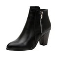 thumbnail image 1 of WEAIXIMIUNG Bottes au-Dessus du Genou pour Femmes Rétro Occidental Talons Carrés Couleur Unie Fermeture Éclair Bottines Bout Rond Chaussures, 1 of 9