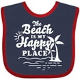 thumbnail image 3 of Inktastic The Beach is My Happy Place with Palm Trees Boys or Girls Baby Bib, 3 of 4