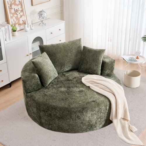 Modular Corduroy Sofa, No Assembly Required Cloud Recliner with Cylindrical Back Pillow, Soft Fluffy Upholstered Single Sofa, One-Piece Combination Couch for Living Room Bedroom