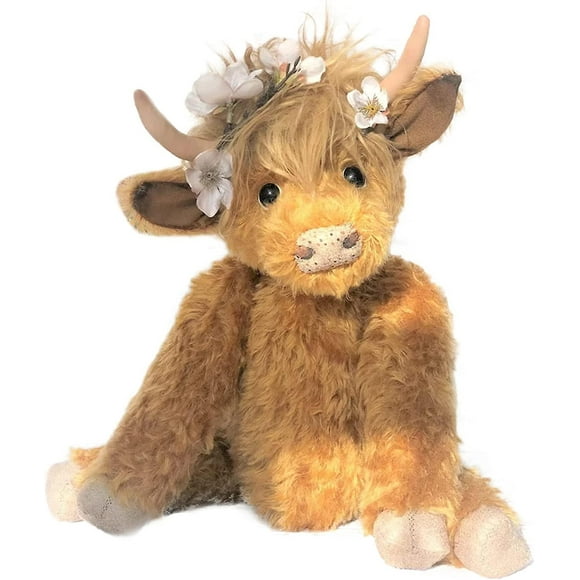 Highland Cow Plush Toy, 10 Inch Realistic Highland Cattle Simulation Cute Soft Toy, Highland Cow Plush Farm Decor