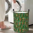 thumbnail image 5 of Sikiie Mask And Palm Leaves Print Round Dirty Clothes Basket, Waterproof Standing Foldable Storage Basket, for Laundry Room, Bedroom, Bathroom Storage-Medium, 5 of 6