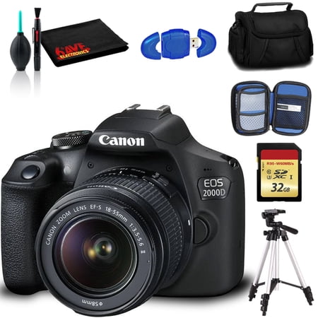 Canon EOS 2000D DSLR Camera with EF-S 18-55mm f/3.5-5.6 IS II Lens (Intl Model) with Memory Kit  Case  Tripod  and More