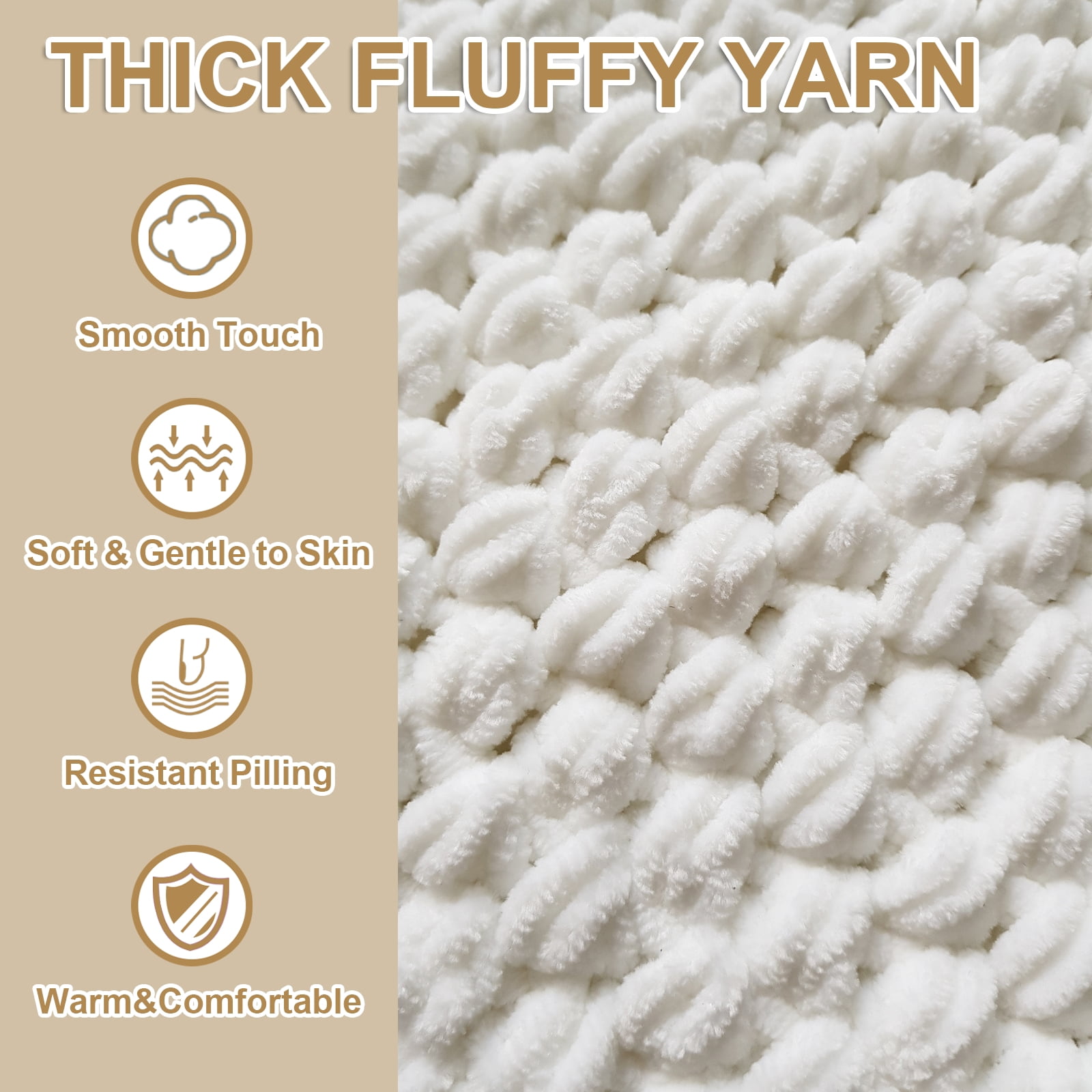 Uxcell 3 Pcs Blanket Yarn, 49 Yards Fluffy Velvet Plush Bulky Thick Chenille Chunky Yarn for Soft Velvet Blanket Shawl Scarf Crochet Hand Knitted Crafts, Light Purple