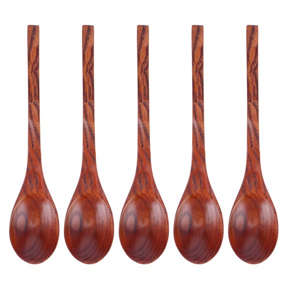 Cuchara de madera de estilo japonés, cucharas de sopa con mango largo, vajilla para el hogar, utensilios de cocina, 5 uds.