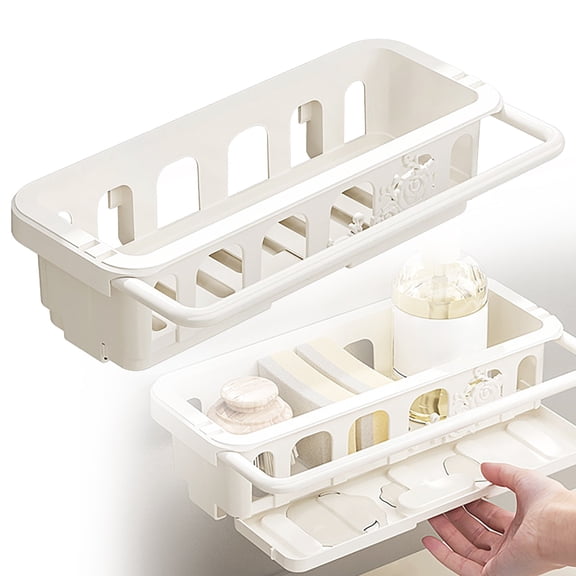 Sponge Holder for Kitchen - Countertop Organizer | Non-Punching Shelf Mount for Sponges, Brushes, and Cleaning Tools | Space-Saving Kitchen Storage Solution, Plastic, A