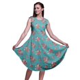 thumbnail image 1 of Bimba Robe d'Été Sans Manches à Col Rond pour Femmes, Imprimée de Feuilles Bleues et de Bégonias, Tenue Décontractée - XX-Grand, 1 of 6