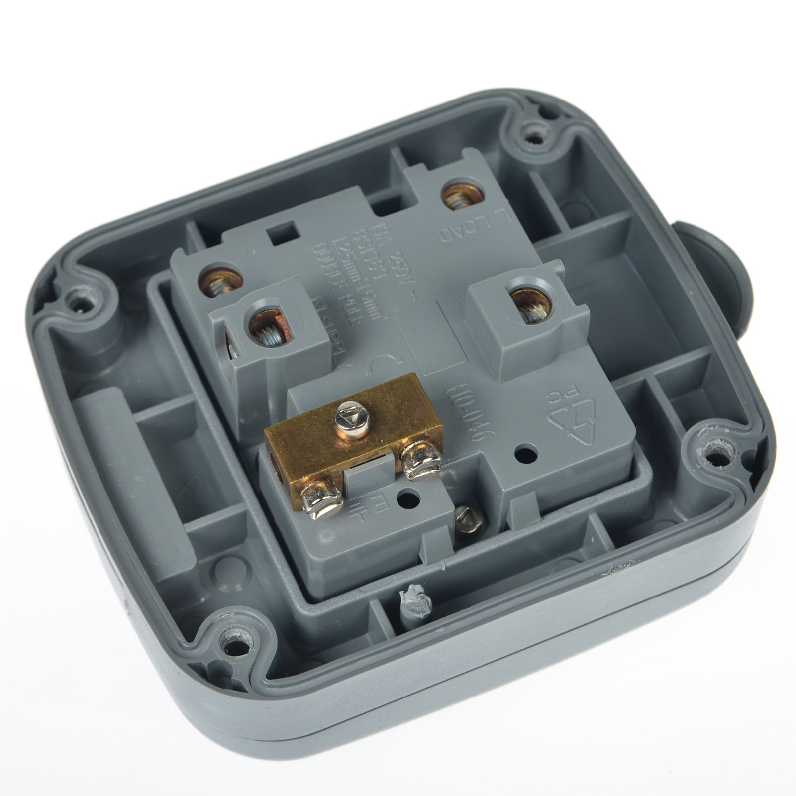 GREENCYCLE 4PC Weatherproof 125VAC 15A 1 Gang Switch Fused Protection Switched Unit Outdoor Use 4-Pole Junction Box with 20mm Cable Gland IP66 Rated