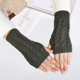 thumbnail image 3 of vnanda Soft Gloves Winter Gloves 1 Pair Crochet Knitting Mittens for Women Warm Half Fingers Solid Color Elastic Anti-slip Gloves with Twist Pattern Unisex, 3 of 8