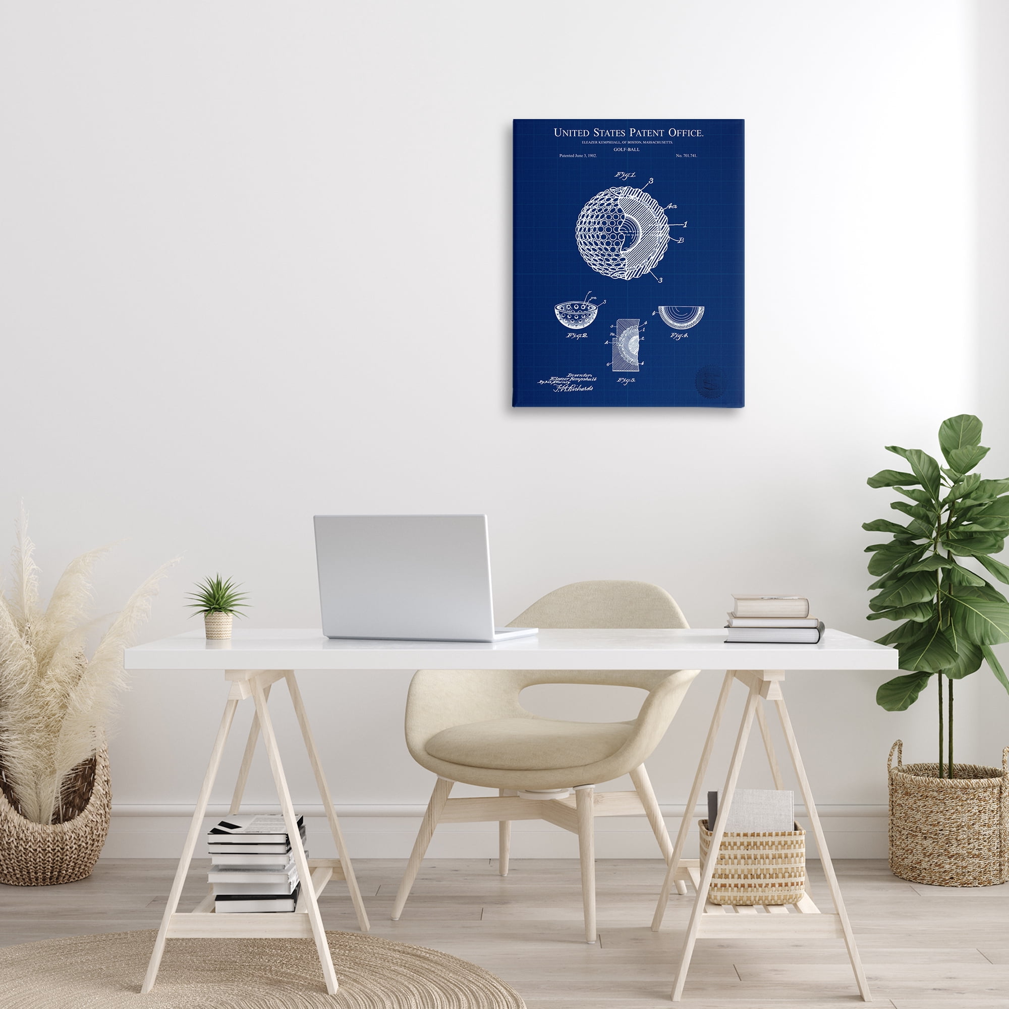 Stupell Industries Golf Ball Blueprint Sports Painting Gallery Wrapped Canvas Art Print Wall Art, 24 x 30
