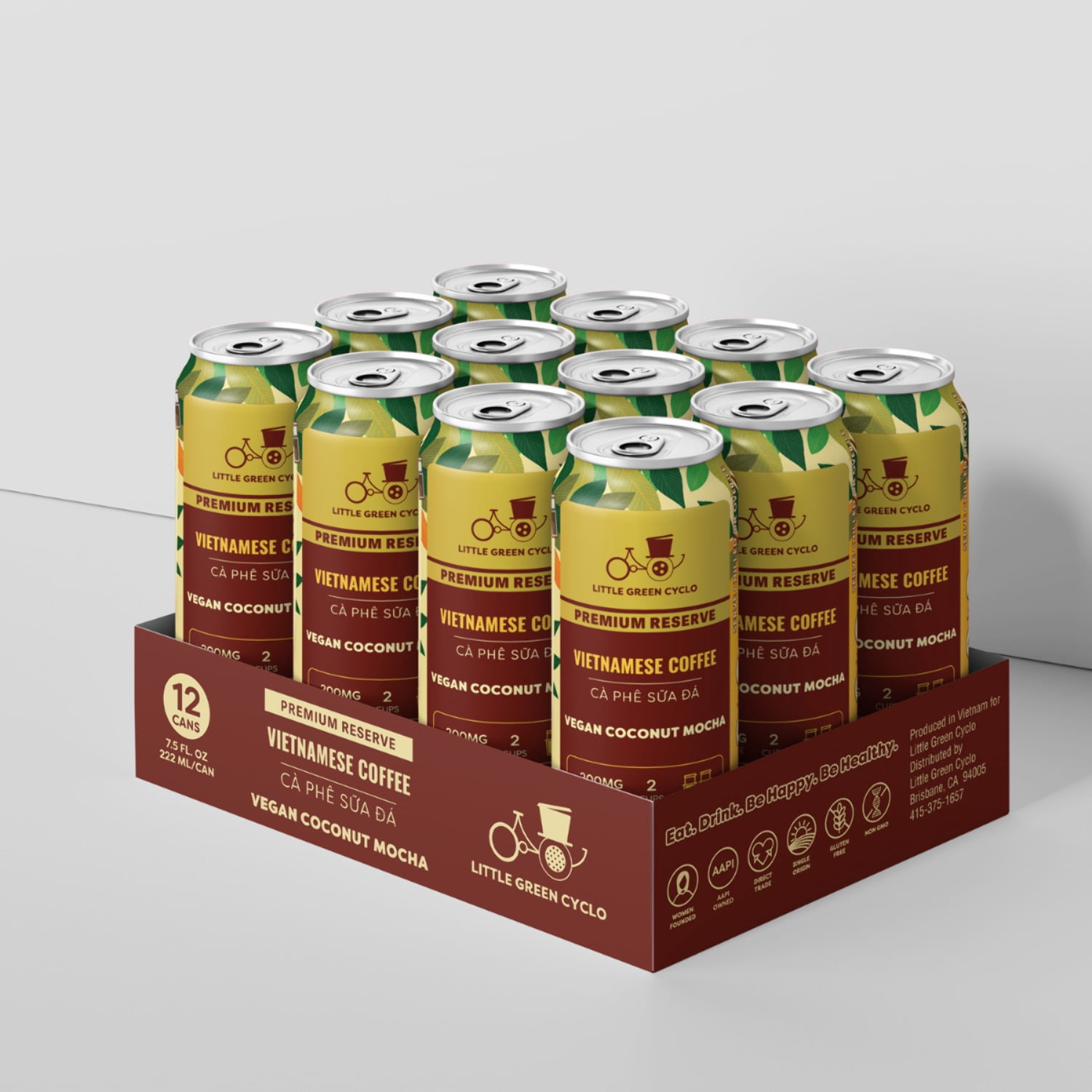 Little Green Cyclo Vietnamese Coffee Vegan Coconut Mocha Ready-to-Drink Naturally Caffeinated 12-Pack 7.5 oz