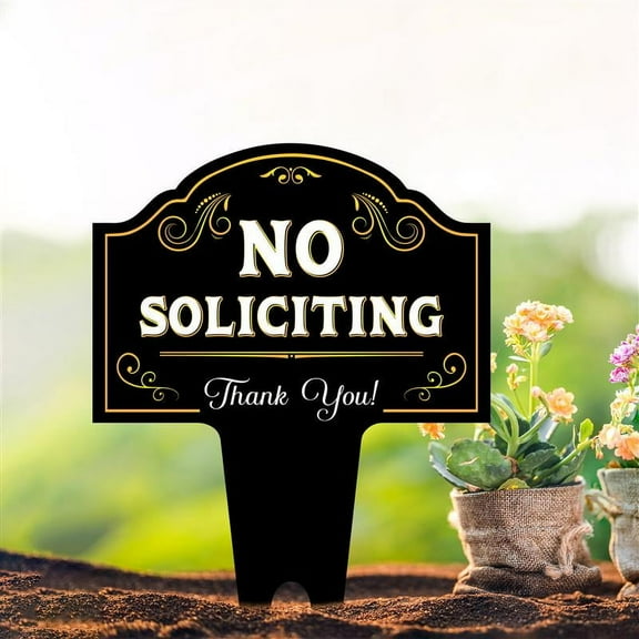 No Soliciting Yard Sign with Metal Stakes, Outdoor Sign for House, Home, Front Door, Business, Lawn, Garden Decor (6 INCHES)