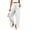 White, variant on Women's Smoked High Waist Wide Leg Pants Slit Hem Casual Beach Vacation Flowy Trousers with Pockets Lightweight Loungewear Pants White