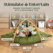Babylicious Baby Play Gym & Activity Mat, Oversized Leaf Mat w/ 6 Toys, Tummy Time Mat for Motor Skills & Sensory Development