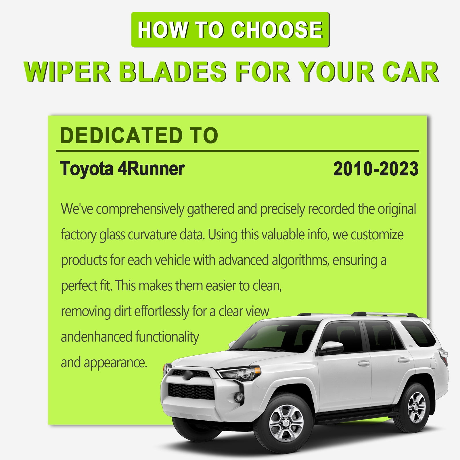 FARRLADI Silicone Windshield Wipers Replacement for Toyota 4Runner 2010-2023,Original Equipment Automotive Replacement Wiper Blades - 24"+20"+12"(3 Pack)