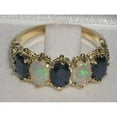 thumbnail image 4 of LBG British Made 18k Yellow Gold Natural Sapphire & Opal Womens Eternity Ring - 33 size options - Size 4.25, 4 of 6