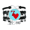 thumbnail image 1 of Love Neptune Heart 7 Poker Bracelet Love Accessory Twisted Leather Knitting Rope Wristband, 1 of 3