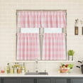 thumbnail image 6 of Cafe Curtains 24 inches Long Buffalo Plaid Kitchen Tiers 2 Panels Rod Pocket Gingham Check Short Small Half Window Curtains Bathroom Pink & White, 6 of 6
