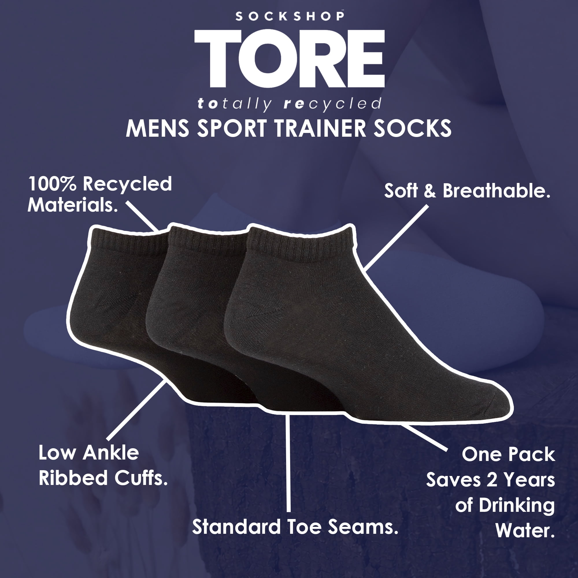 SOCKSHOP TORE - 3 Pack Mens Plain Sports Trainer Ankle Socks