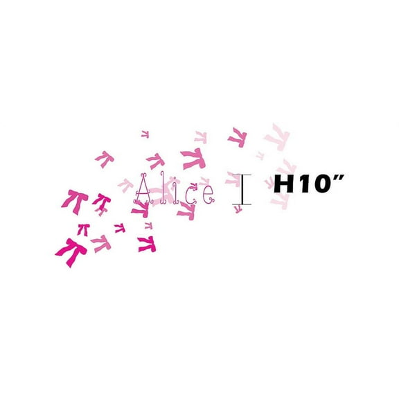 PINK Ribbon with Font5 h 10" Made-to-Order Baby Name/ Girl Name/ Boy Name with Airplane/ Butterfly/ Dragonfly/ Ribbon / Kid Room Nursery Wall Art décor Decal Sticker