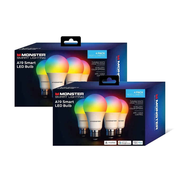 Monster Smart LED Bulb A19 8-Pack, WiFi Color Changing photo 3